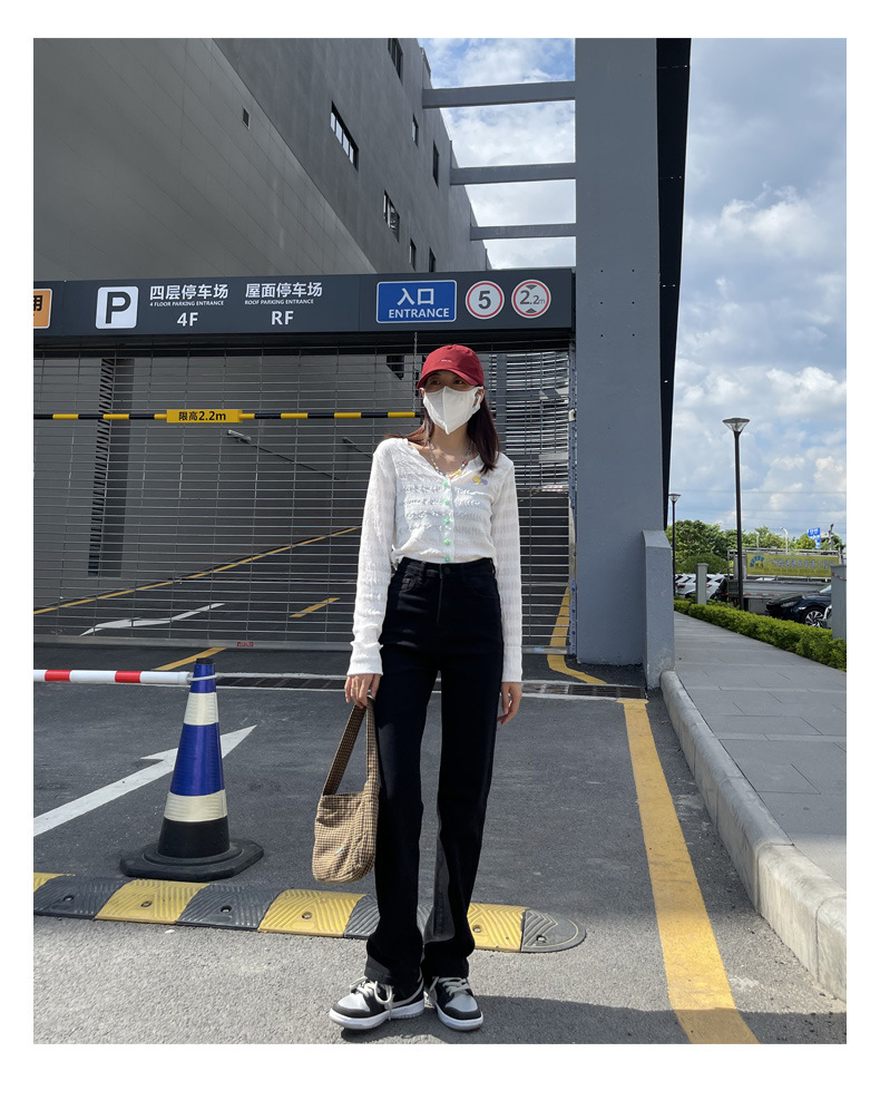 Straight leg jeans women spring and autumn wash blue small narrow version of wide leg pants