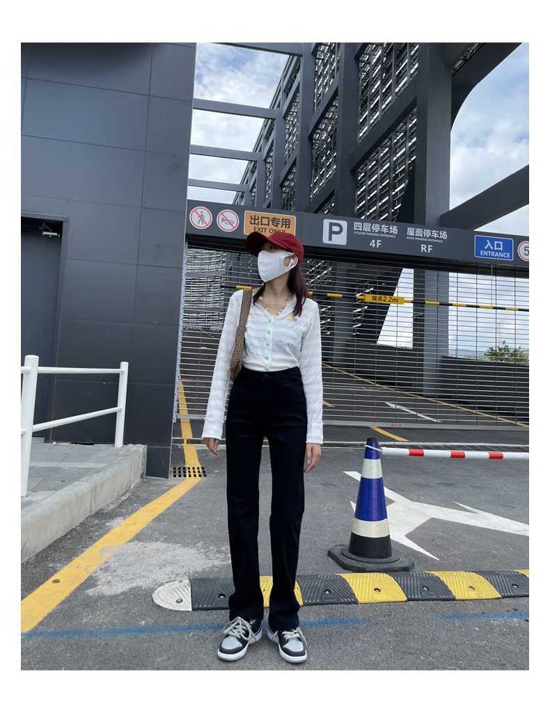 Straight leg jeans women spring and autumn wash blue small narrow version of wide leg pants