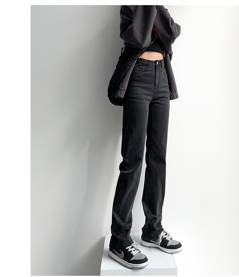 Straight leg jeans women spring and autumn wash blue small narrow version of wide leg pants