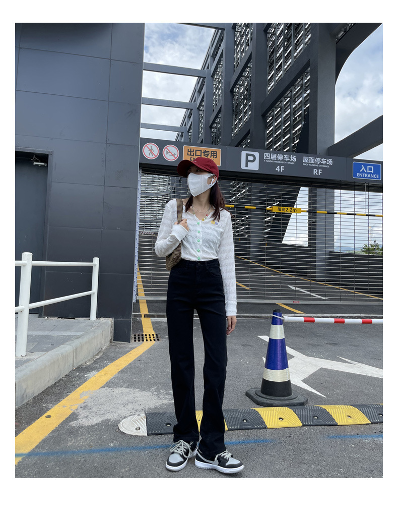 Straight leg jeans women spring and autumn wash blue small narrow version of wide leg pants