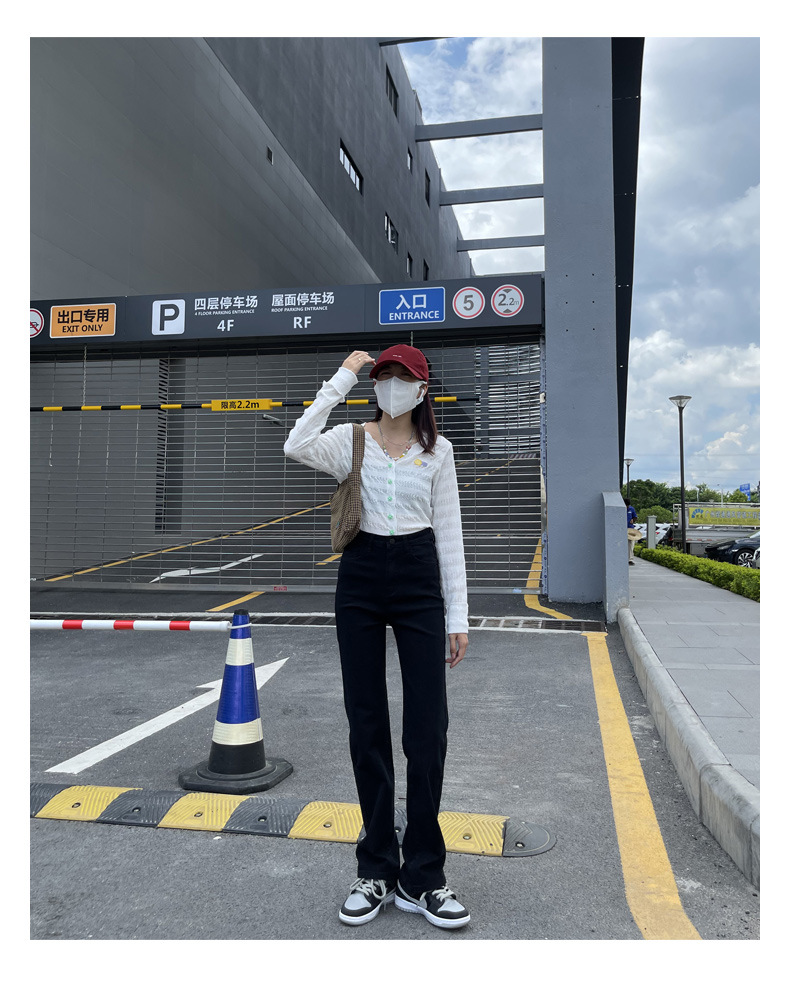 Straight leg jeans women spring and autumn wash blue small narrow version of wide leg pants