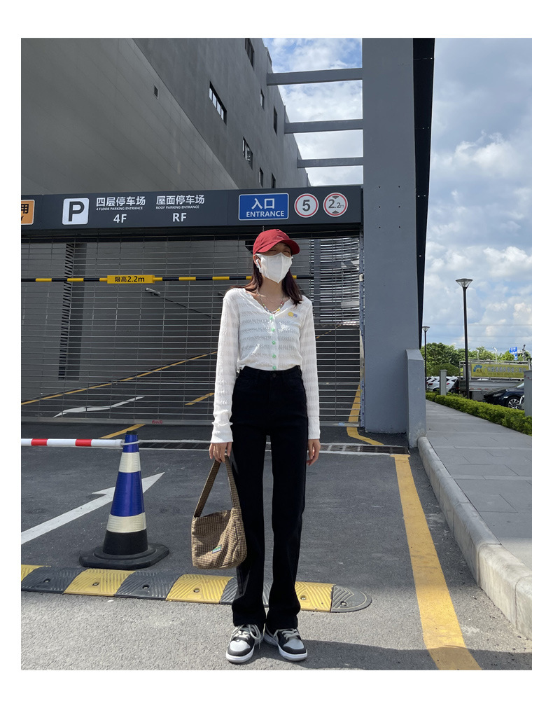 Straight leg jeans women spring and autumn wash blue small narrow version of wide leg pants