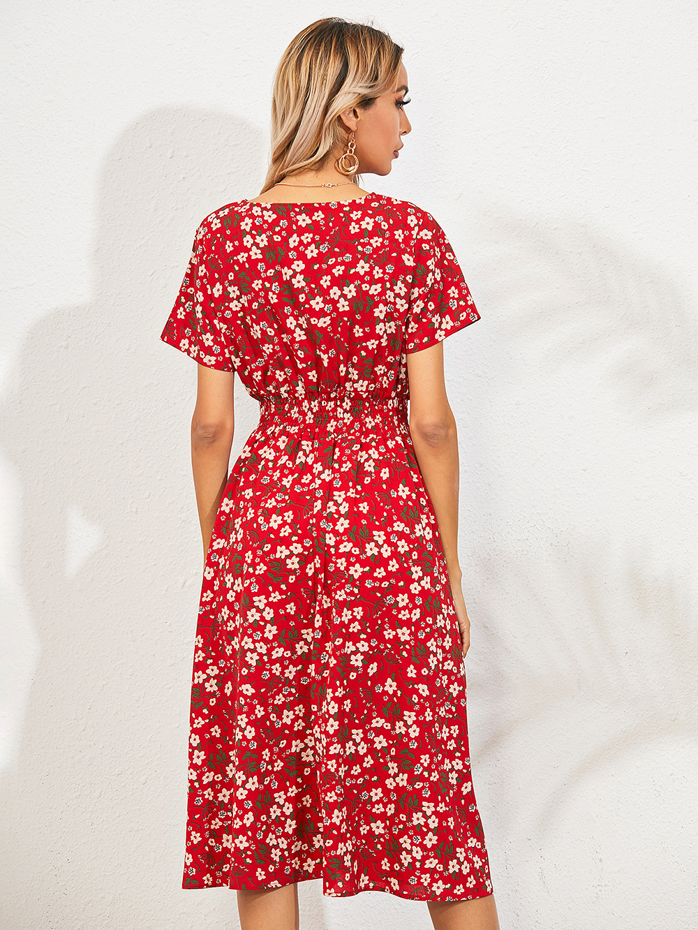Summer floral print short-sleeved dress