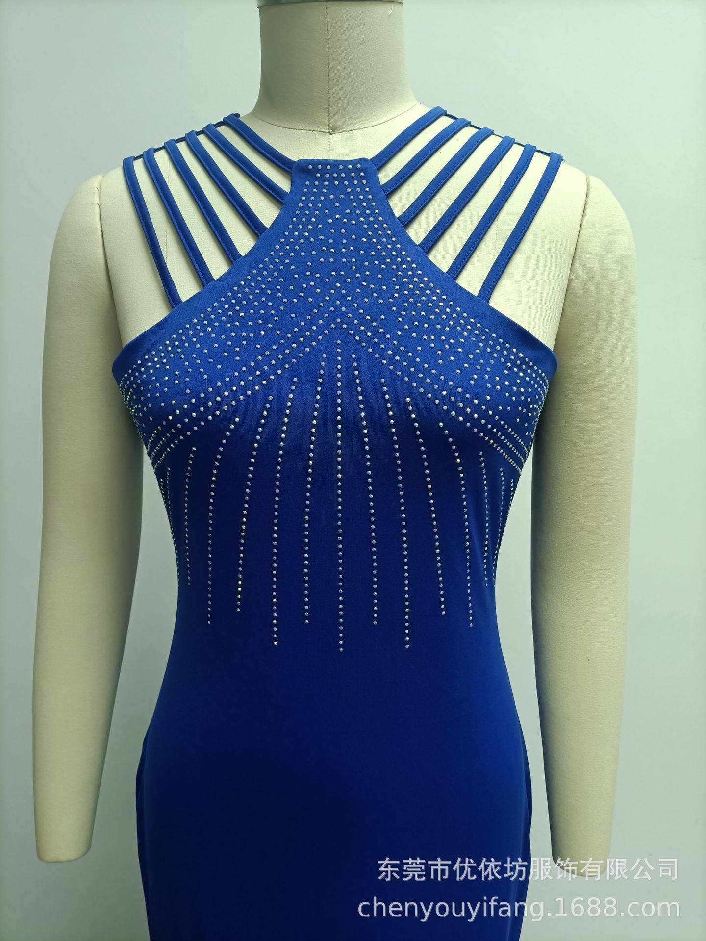 Temperament hot drill slit wrap hip dress night club dinner dress