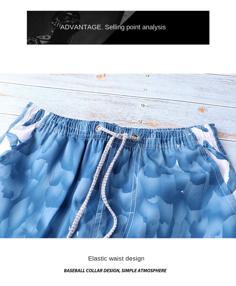 Thermal sublimation wear resistant men’s beach pants blend casual shorts