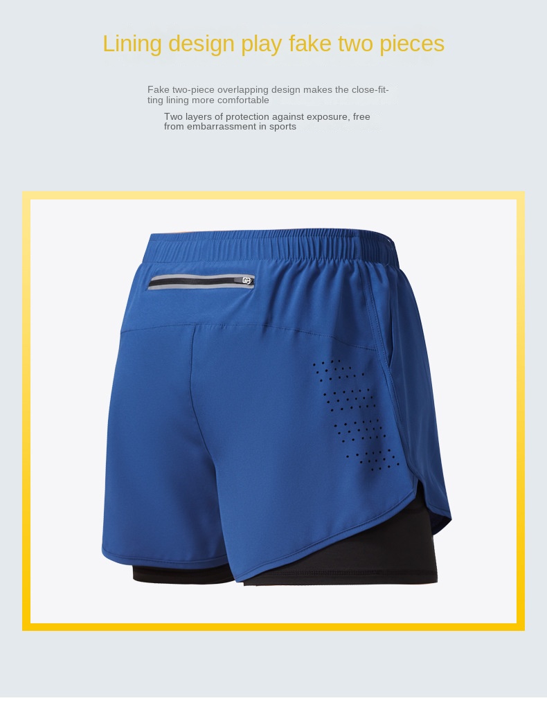 Three-quarter quick-drying double-layer gym shorts with anti-slip lining