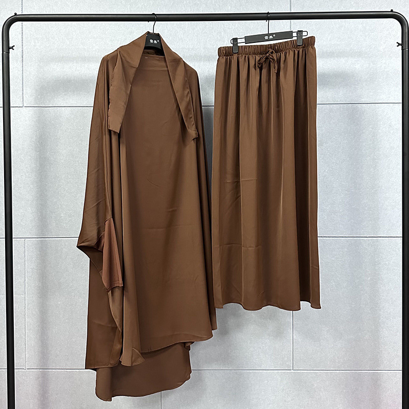 Two sets plus-size long gown long skirt Middle East robe set solid color dress