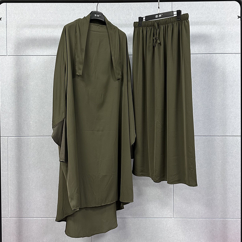 Two sets plus-size long gown long skirt Middle East robe set solid color dress