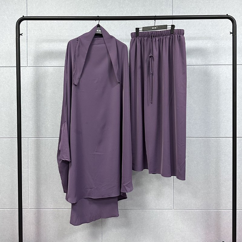 Two sets plus-size long gown long skirt Middle East robe set solid color dress