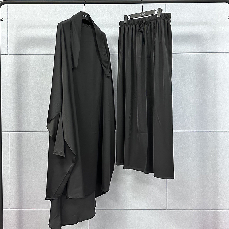 Two sets plus-size long gown long skirt Middle East robe set solid color dress