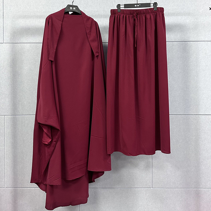Two sets plus-size long gown long skirt Middle East robe set solid color dress