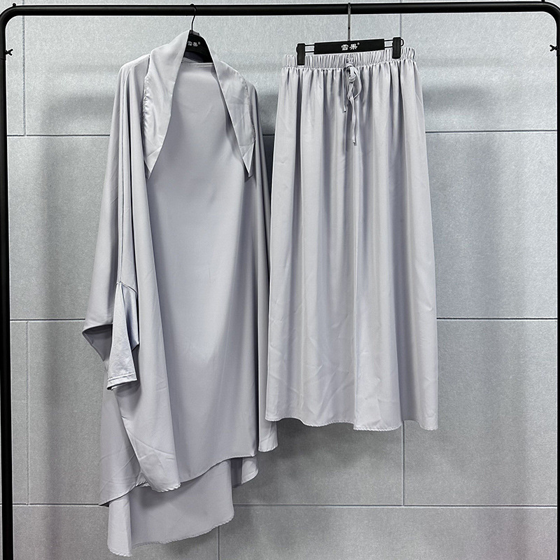 Two sets plus-size long gown long skirt Middle East robe set solid color dress