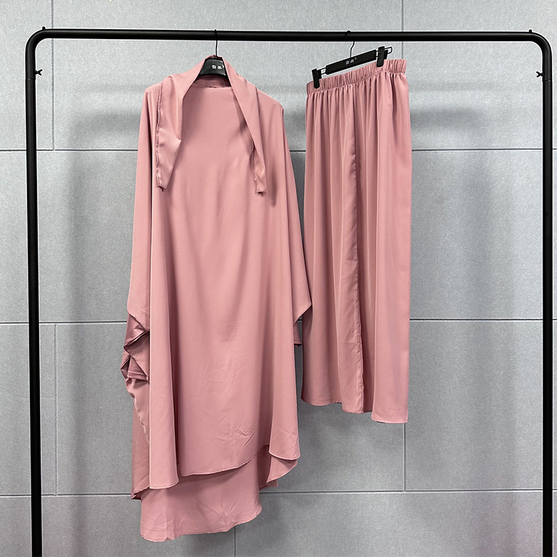 Two sets plus-size long gown long skirt Middle East robe set solid color dress