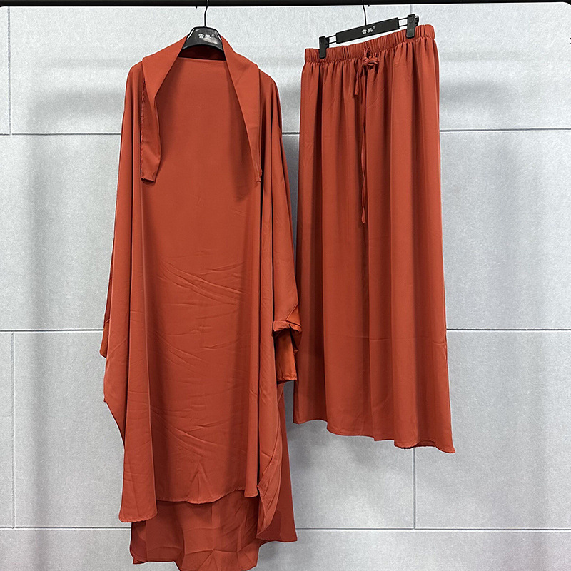 Two sets plus-size long gown long skirt Middle East robe set solid color dress