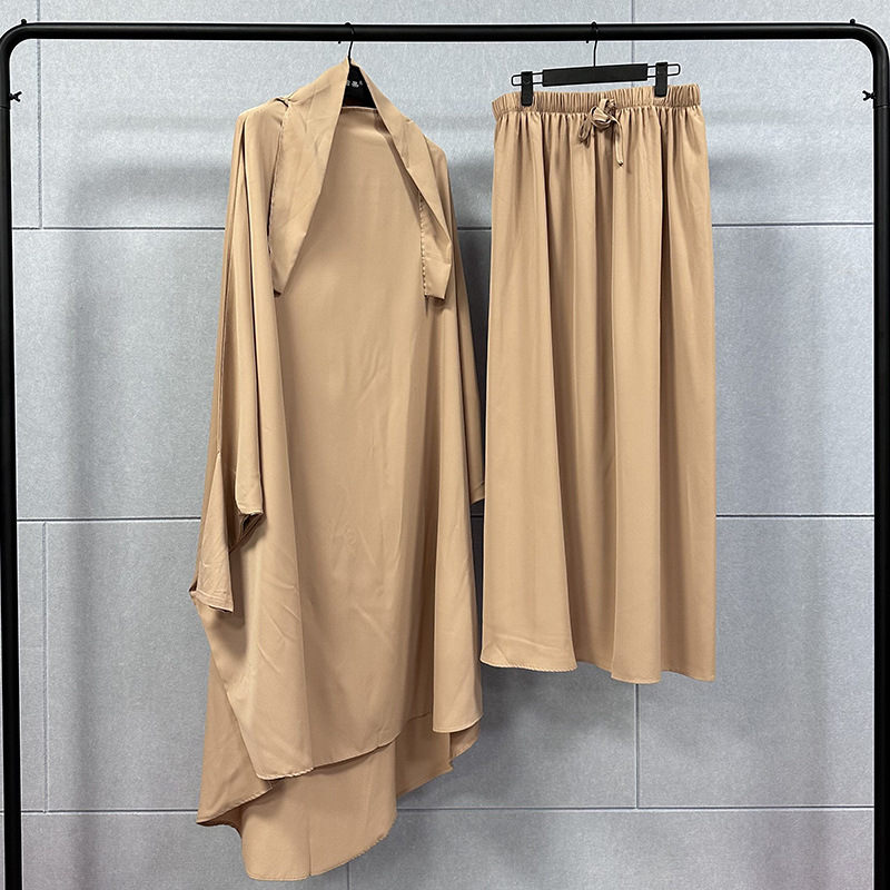 Two sets plus-size long gown long skirt Middle East robe set solid color dress