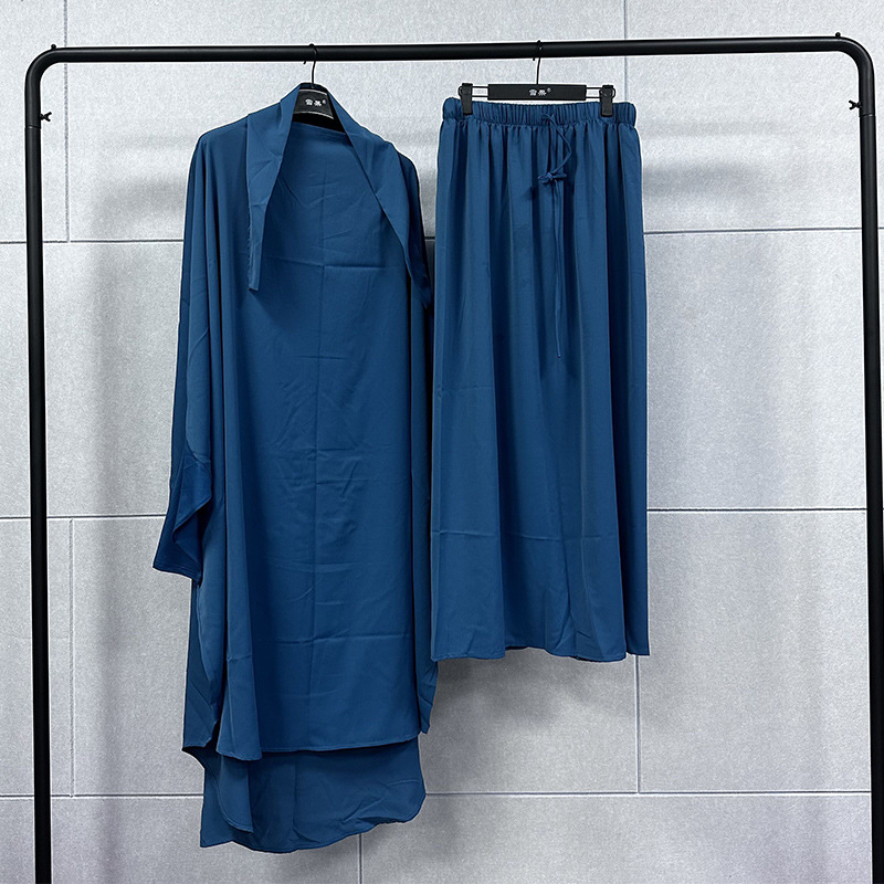Two sets plus-size long gown long skirt Middle East robe set solid color dress