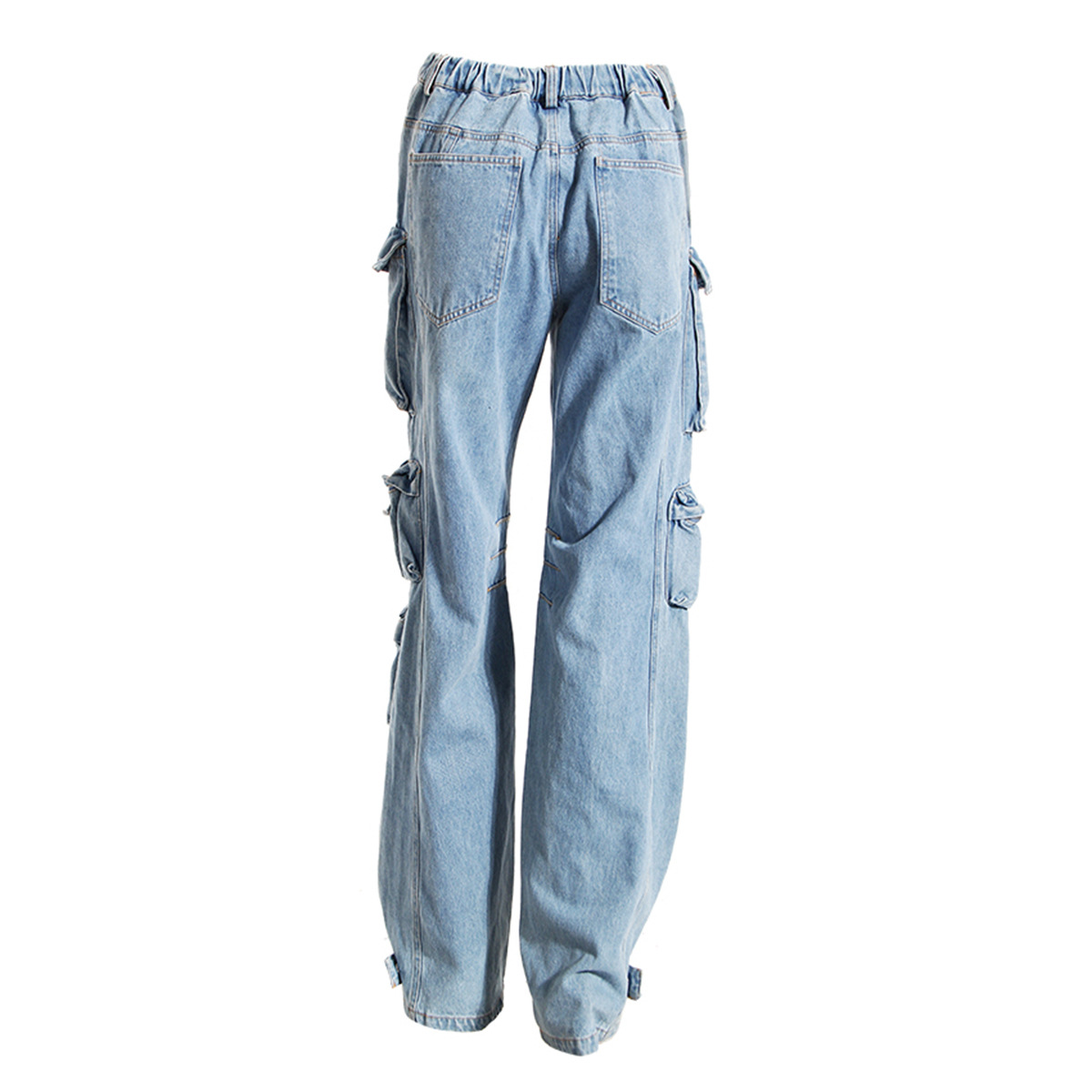 Versatile wear and overalls, multi-pocket wash water to make old wide-leg pants