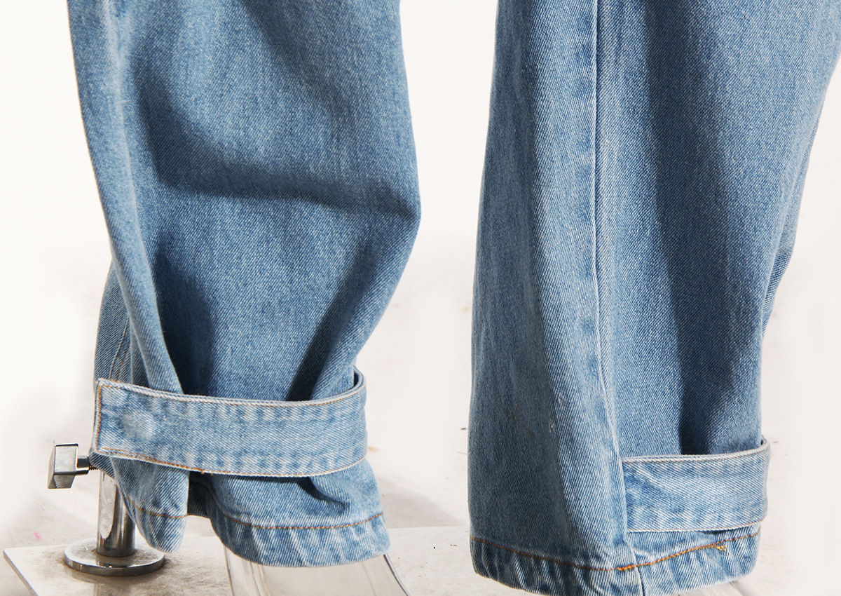 Versatile wear and overalls, multi-pocket wash water to make old wide-leg pants