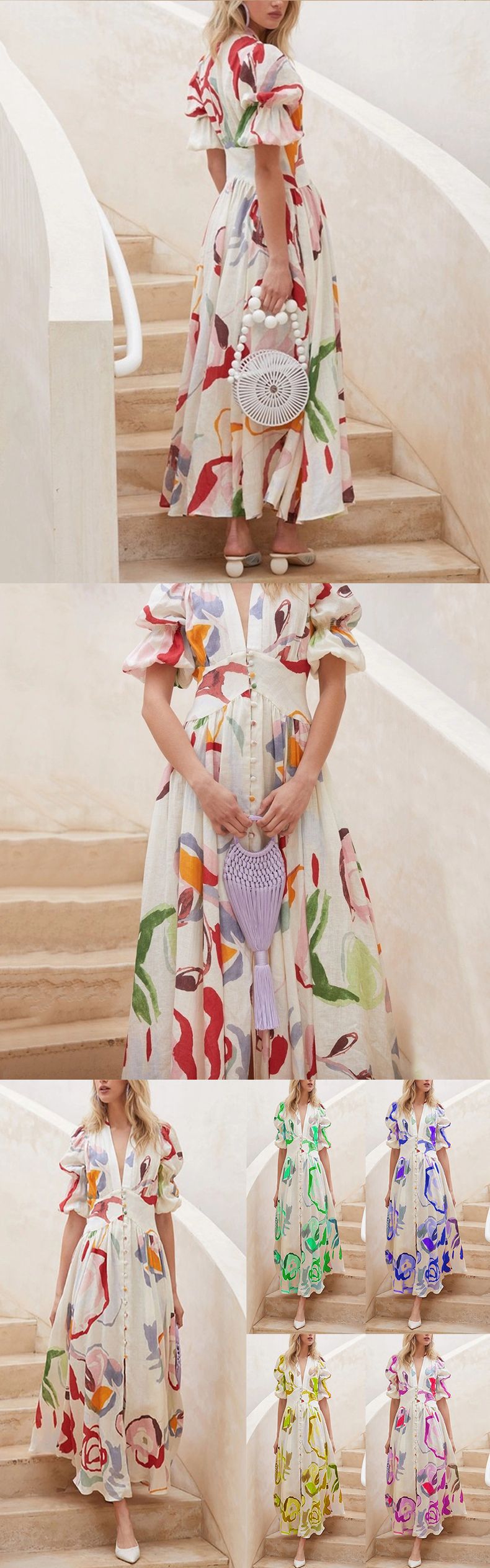 Women’s beach dress slim-fit floral skirt with full swing