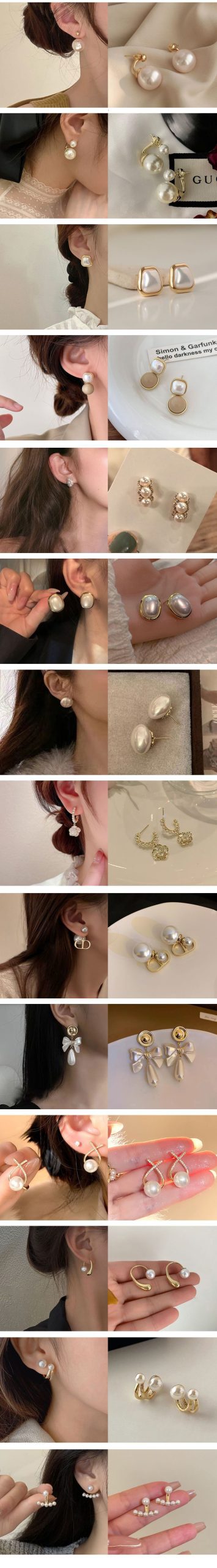 925 silver needle pearl earrings