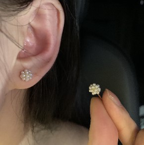 925 silver needle pearl earrings