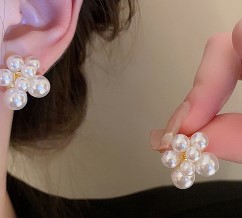 925 silver needle pearl earrings