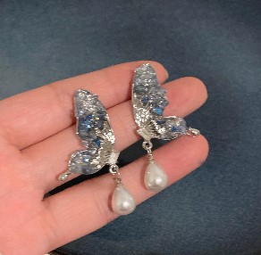 925 silver needle pearl earrings