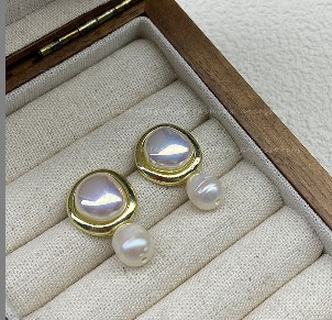 925 silver needle pearl earrings