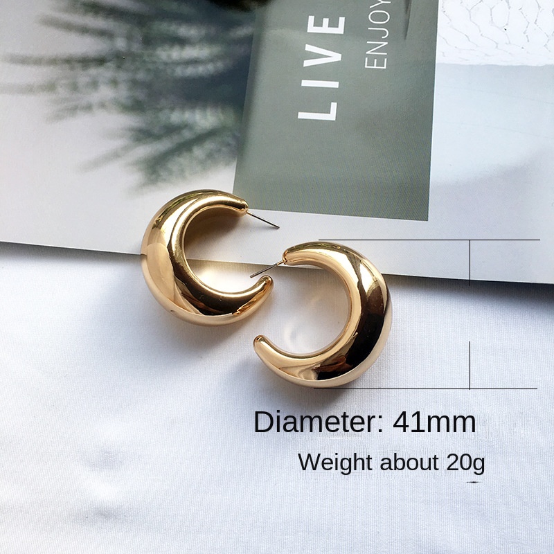 C circle metallic earrings for women