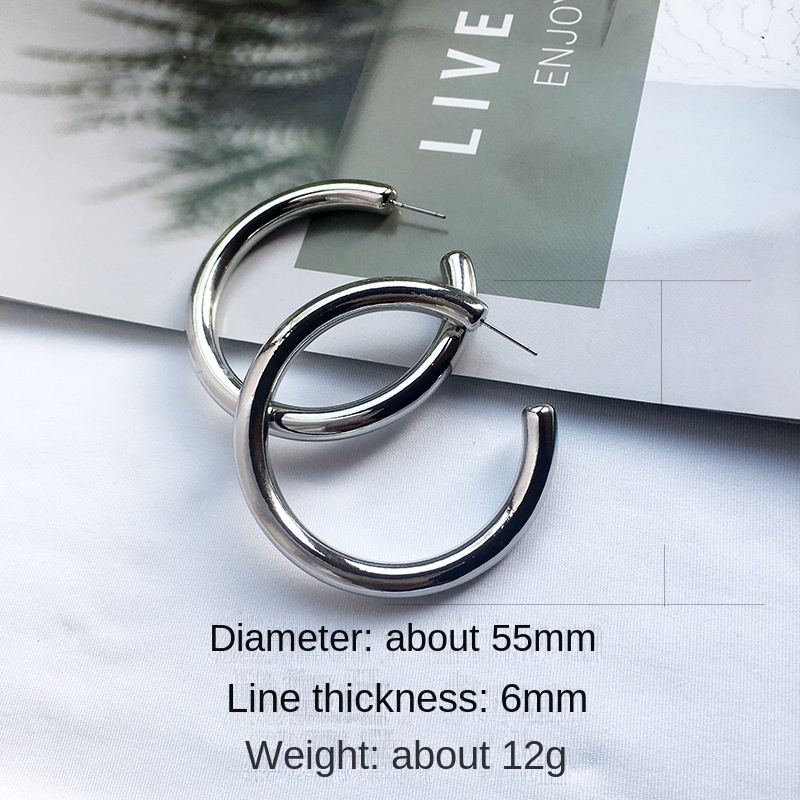 C circle metallic earrings for women