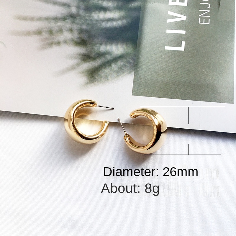 C circle metallic earrings for women