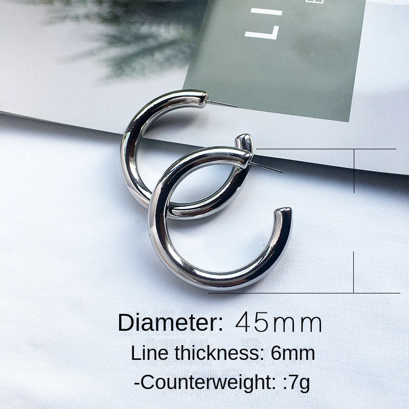 C circle metallic earrings for women