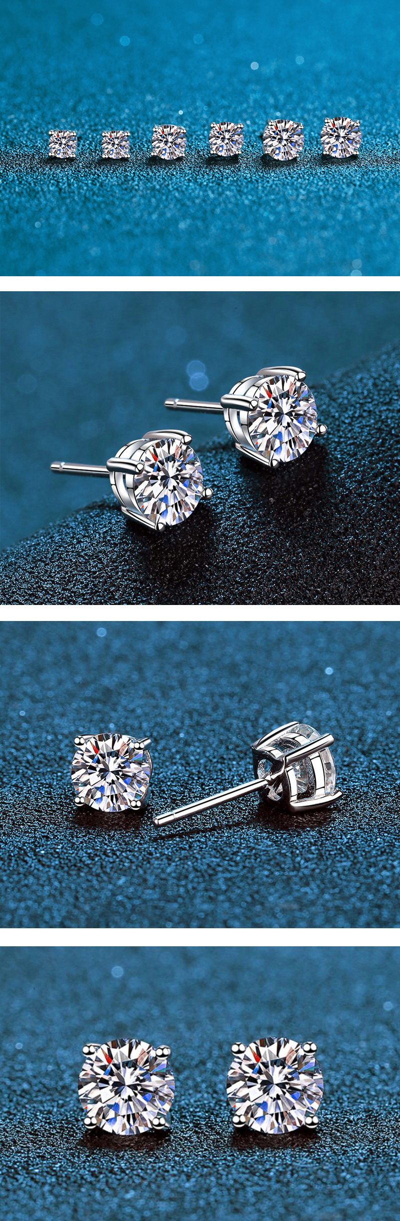 Classic Moissanite four claw earrings