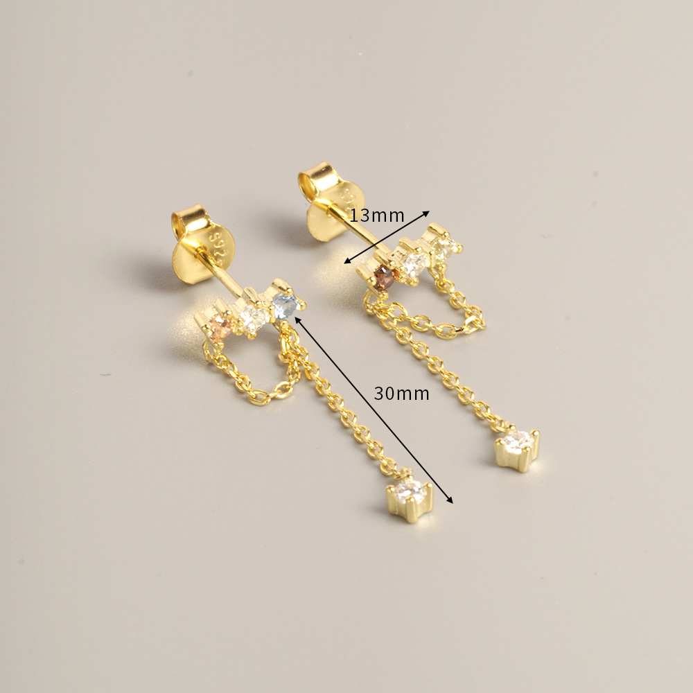 Korean vintage large pearl earringsColored stone earrings S925 silver niche earrings