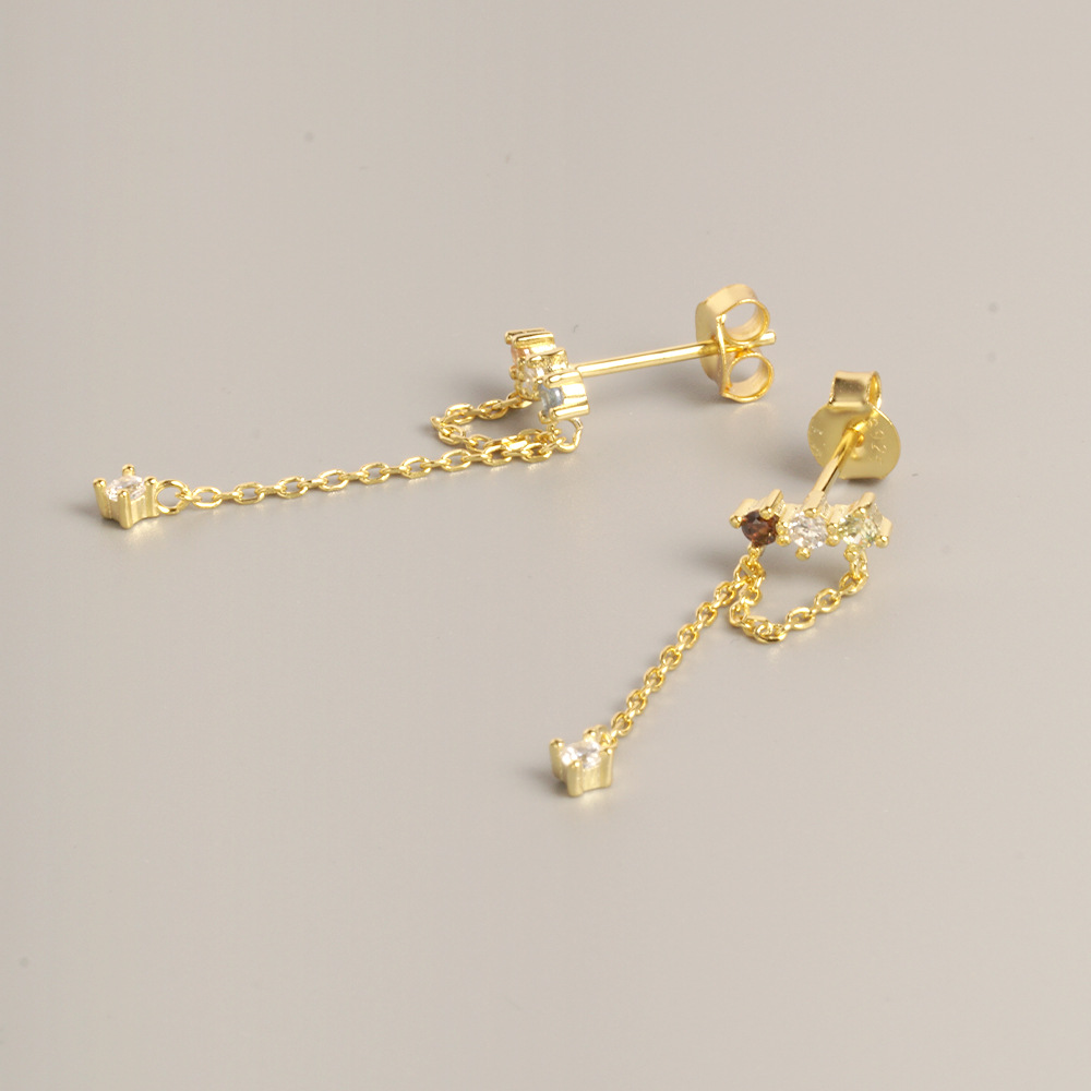 Korean vintage large pearl earringsColored stone earrings S925 silver niche earrings