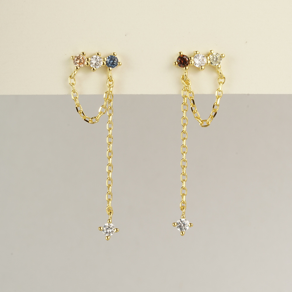 Korean vintage large pearl earringsColored stone earrings S925 silver niche earrings