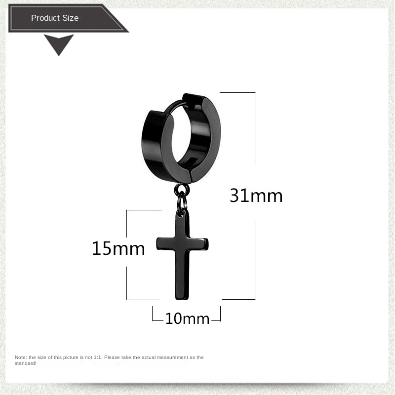 Crucifix buckle fashion titanium steel earrings