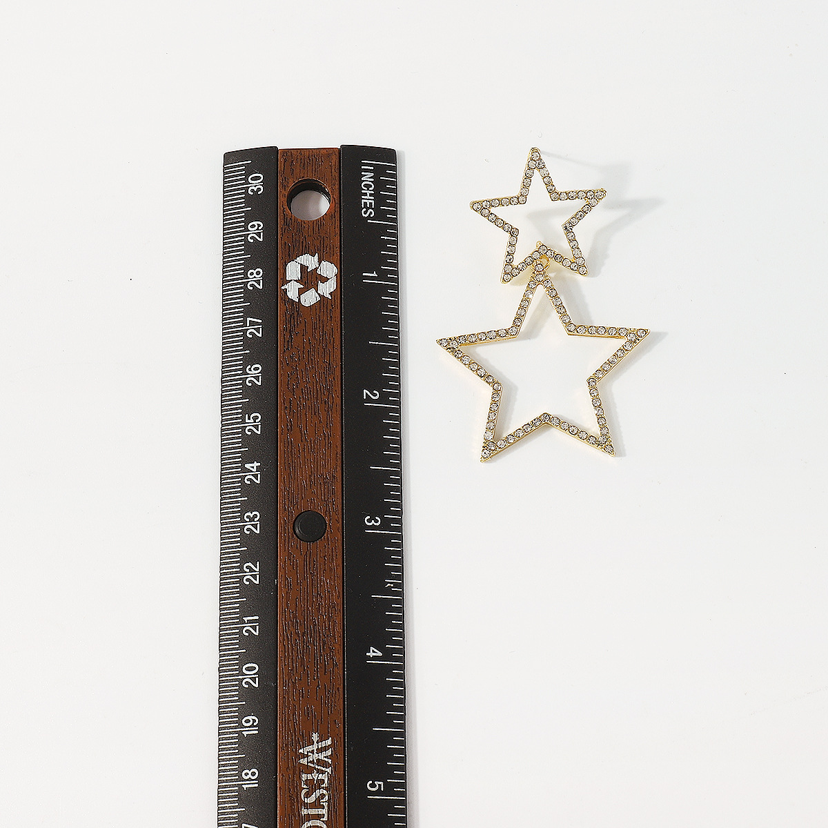 Double rhinestone earrings with five-pointed star