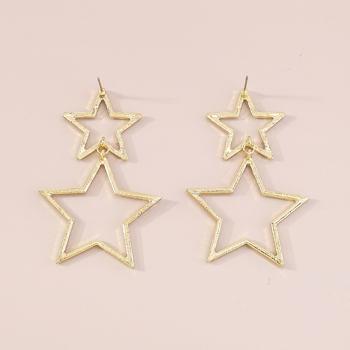 Double rhinestone earrings with five-pointed star