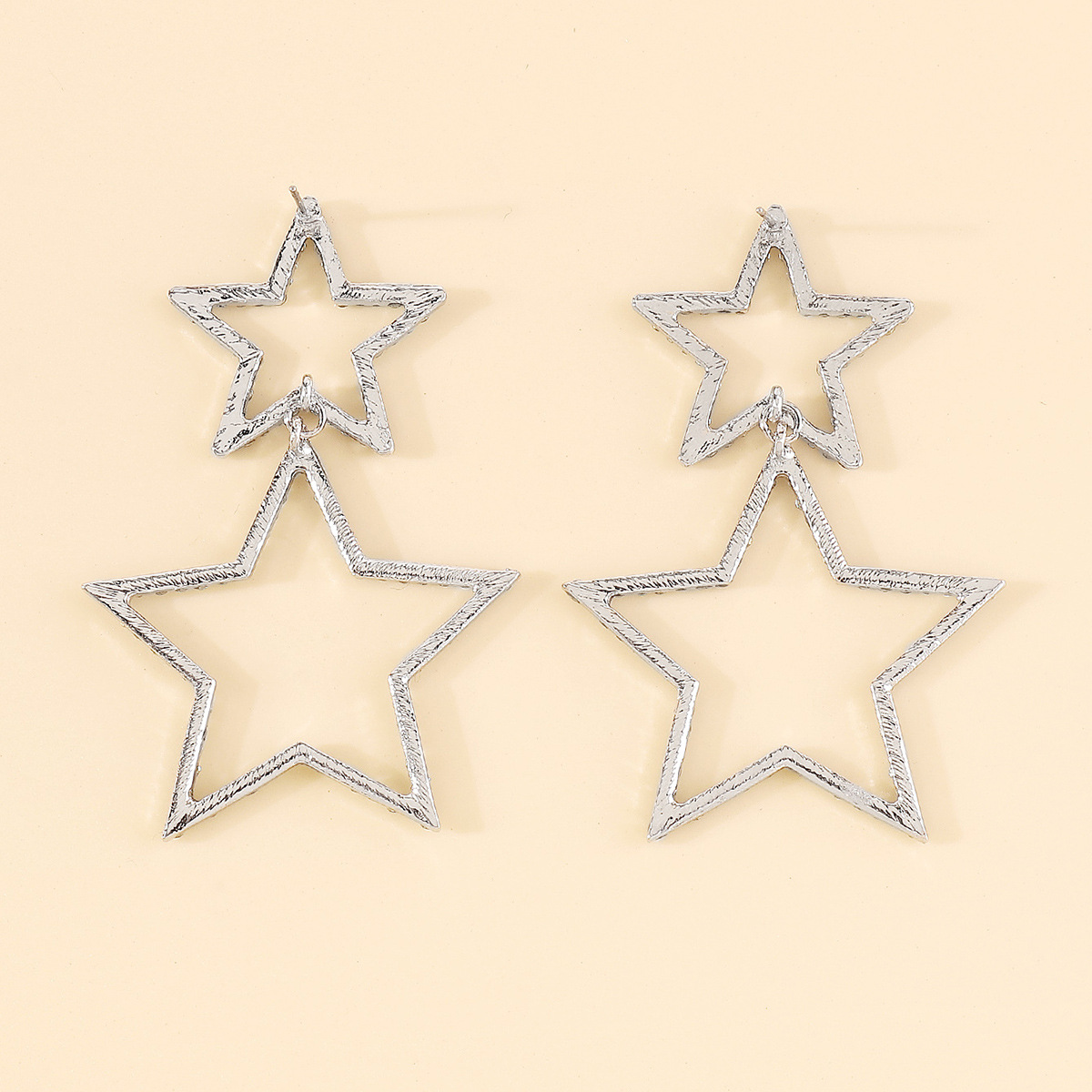 Double rhinestone earrings with five-pointed star