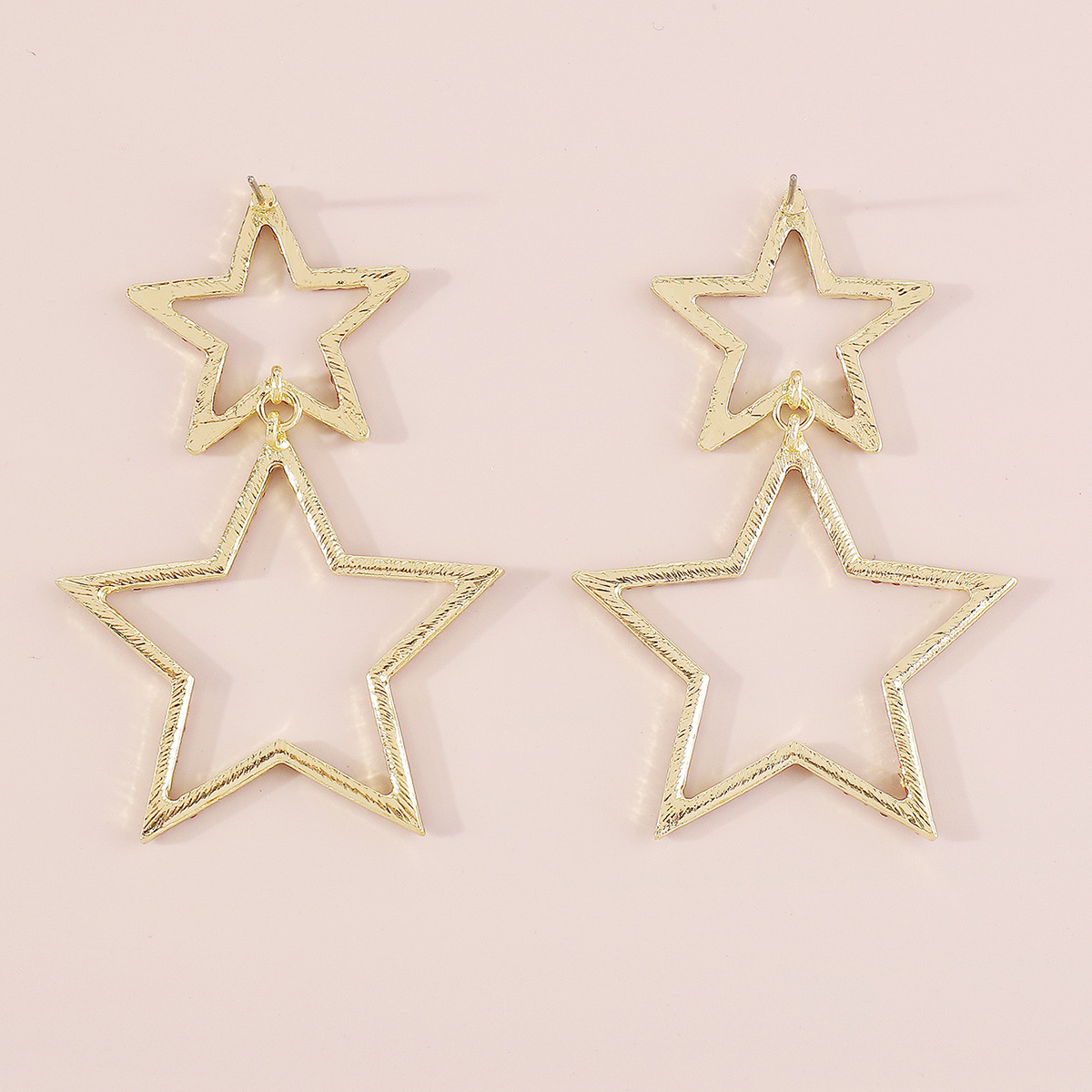 Double rhinestone earrings with five-pointed star