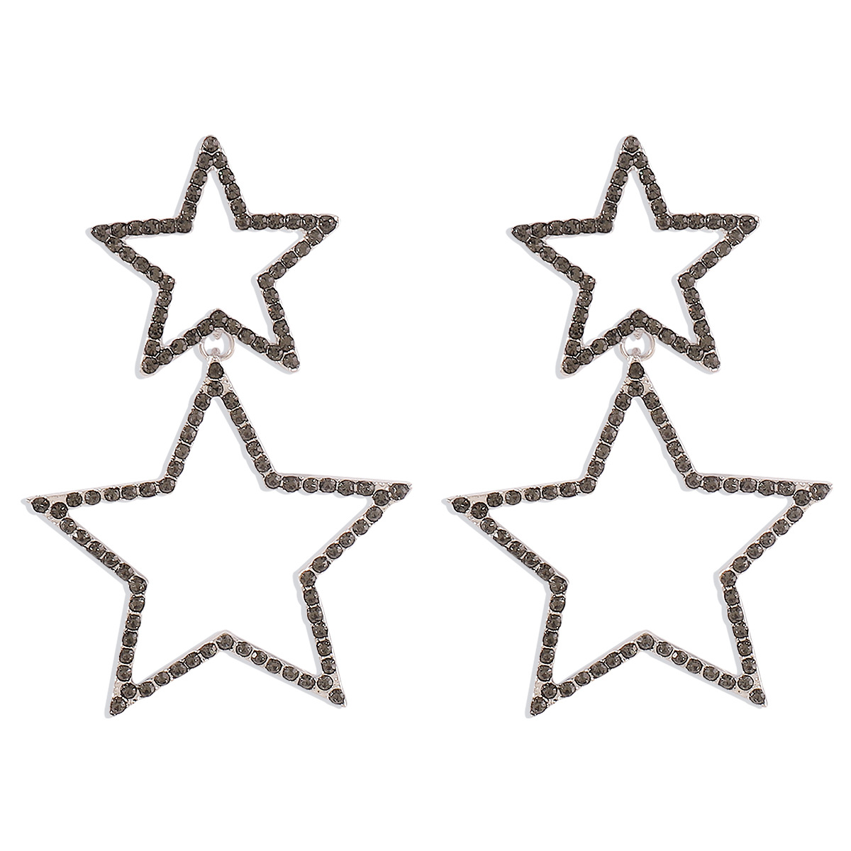 Double rhinestone earrings with five-pointed star
