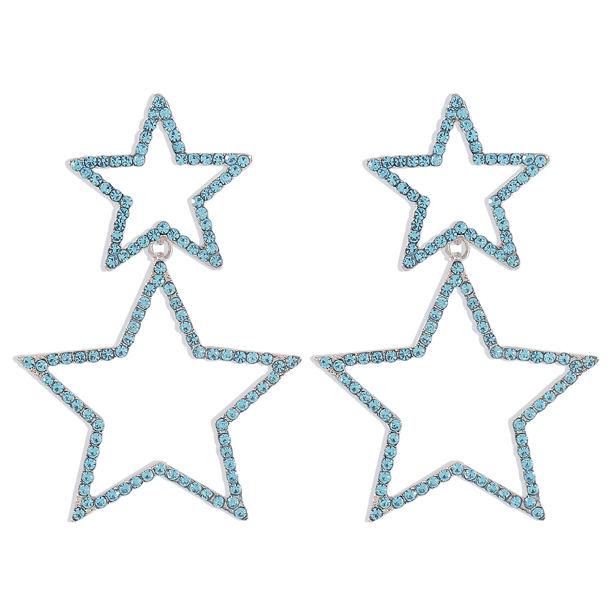 Double rhinestone earrings with five-pointed star