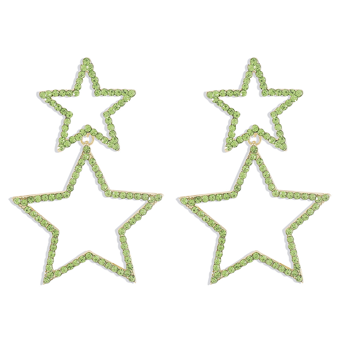 Double rhinestone earrings with five-pointed star