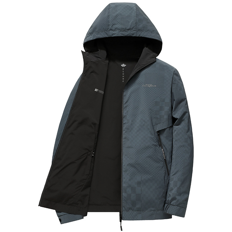 Double-sided hooded jacket for men