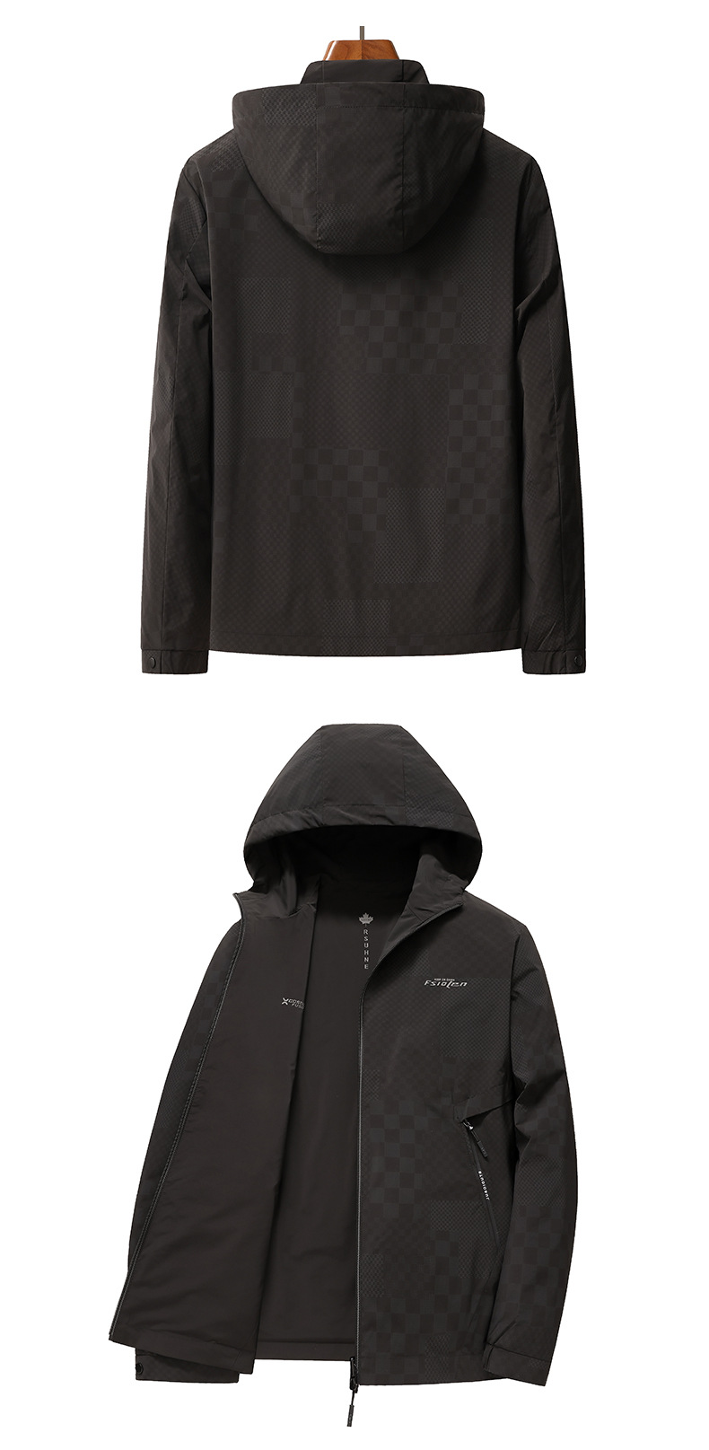 Double-sided hooded jacket for men
