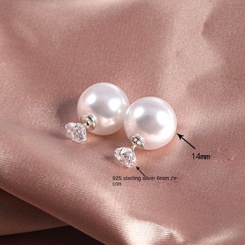 Double-sided pearl stud earrings