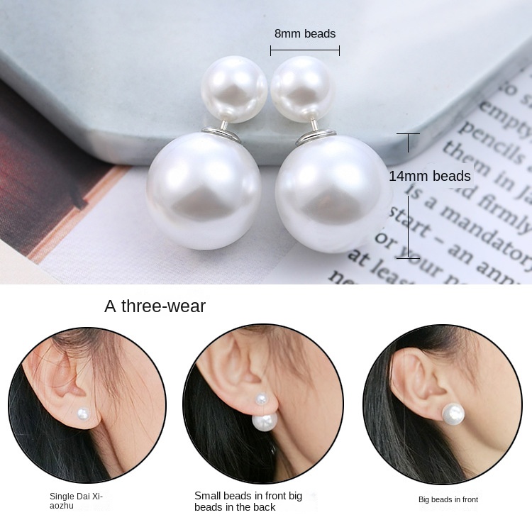 Double-sided pearl stud earrings