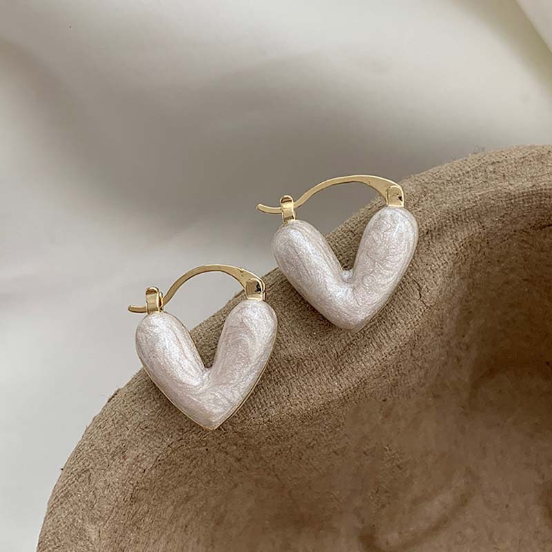 Drop glaze love earrings Small delicate studs