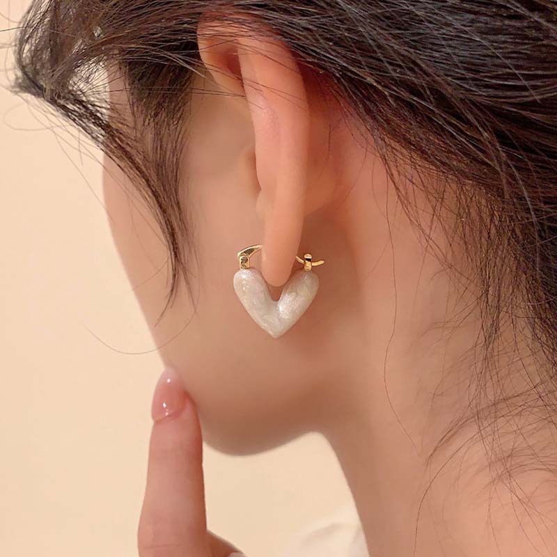 Drop glaze love earrings Small delicate studs